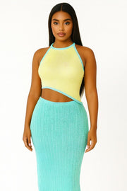 Soleil Knit Colorblock Set – Lemon Ice & Seafoam