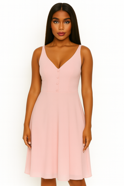 Pretty Intentions V-Neck Fit & Flare Dress – Blush Pink