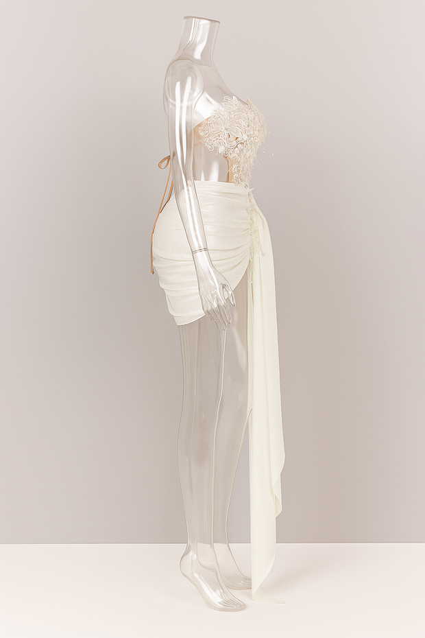 Celestia Pearl Embroidered Corset Gown – Ivory