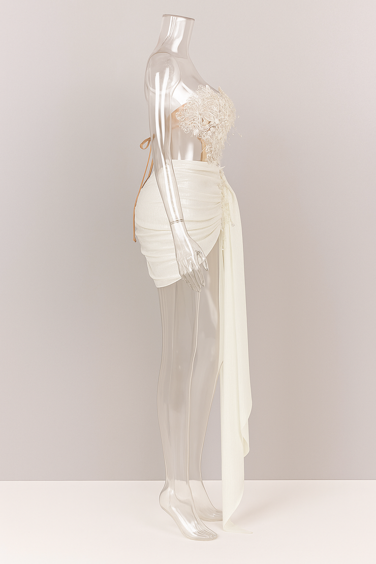 Celestia Pearl Embroidered Corset Gown – Ivory
