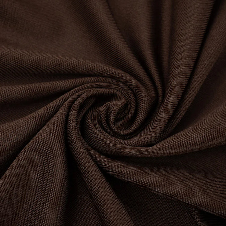 Sculpted Elegance Ruched Halter Midi Dress – Mocha