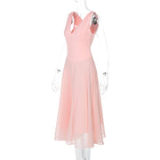 Pretty Intentions V-Neck Fit & Flare Dress – Blush Pink