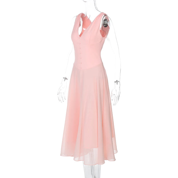 Pretty Intentions V-Neck Fit & Flare Dress – Blush Pink