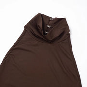 Sculpted Elegance Ruched Halter Midi Dress – Mocha