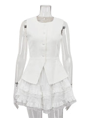 Pearl Prestige Peplum Mini Dress – White