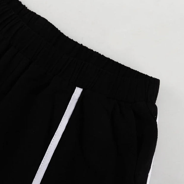 Midnight Contrast Two-Piece Set – Black with White Piping