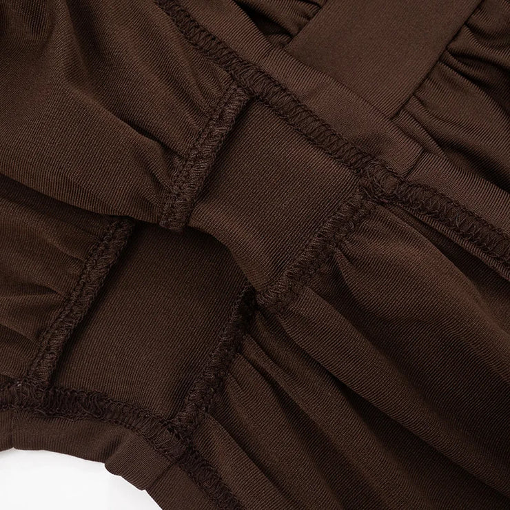 Sculpted Elegance Ruched Halter Midi Dress – Mocha
