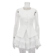 Pearl Prestige Peplum Mini Dress – White