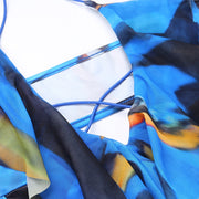 Perla Blue Print Ruffle Dress