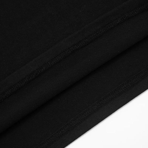 Midnight Edge One-Shoulder Grommet Mini Dress – Black Long Sleeve Bodycon