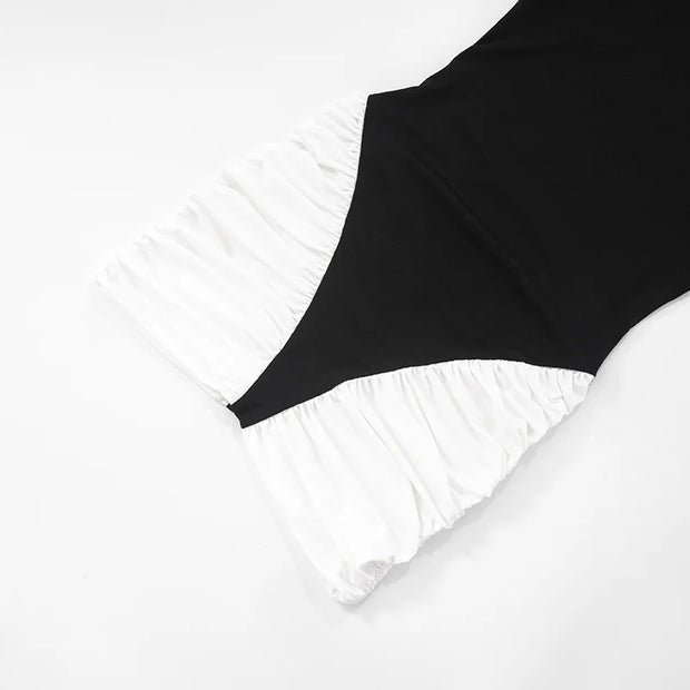 Noir & Blanc Off Shoulder Mini