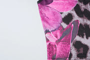 Wild Orchid One-Shoulder Two-Piece Midi Set – Magenta Leopard