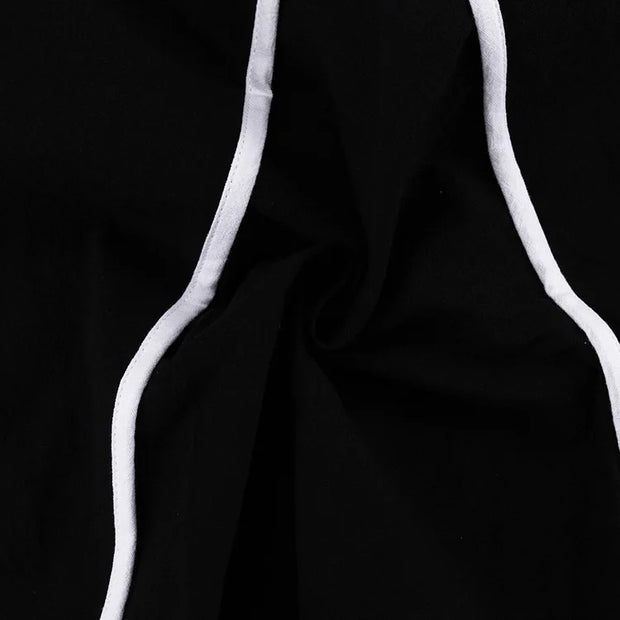 Midnight Contrast Two-Piece Set – Black with White Piping
