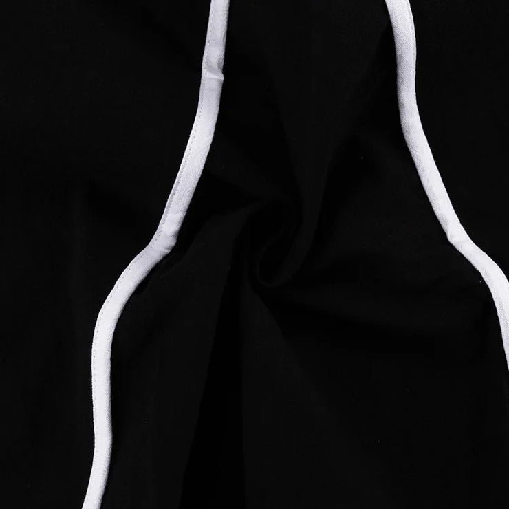 Midnight Contrast Two-Piece Set – Black with White Piping