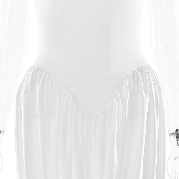 Sculpted Hourglass Maxi Dress – White Mesh Illusion