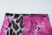 Wild Orchid One-Shoulder Two-Piece Midi Set – Magenta Leopard