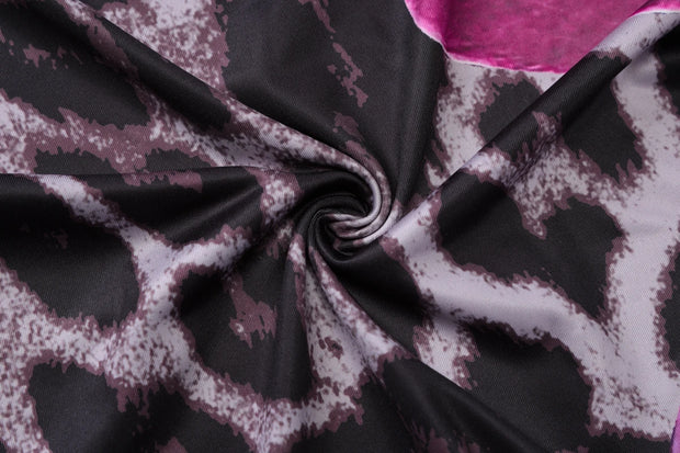 Wild Orchid One-Shoulder Two-Piece Midi Set – Magenta Leopard