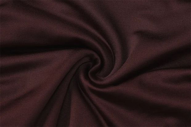 Luxe One-Shoulder Ruched Skirt Set – Chocolate Brown