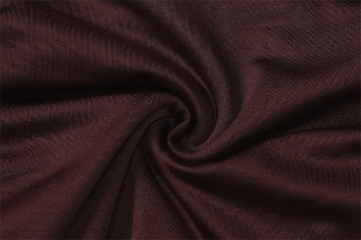 Luxe One-Shoulder Ruched Skirt Set – Chocolate Brown