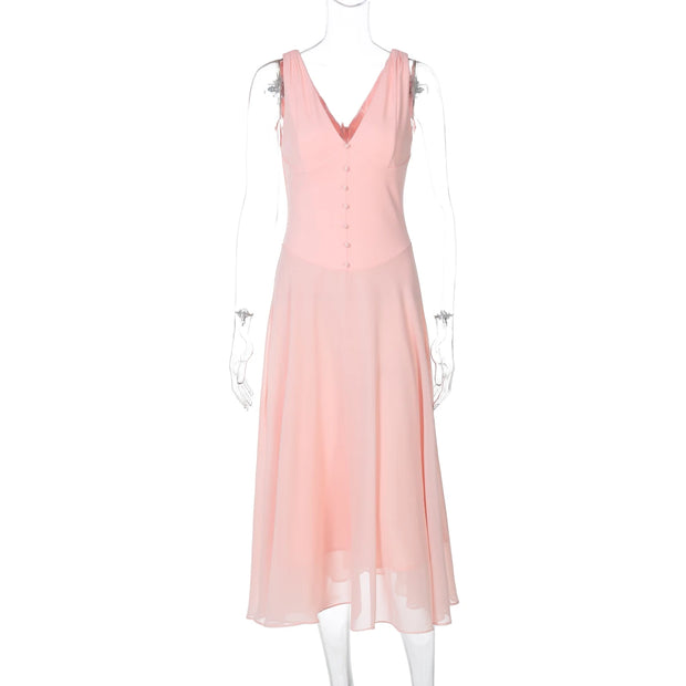 Pretty Intentions V-Neck Fit & Flare Dress – Blush Pink
