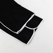 Midnight Contrast Two-Piece Set – Black with White Piping