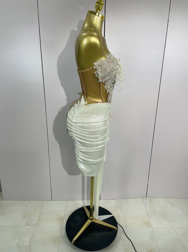 Celestia Pearl Embroidered Corset Gown – Ivory