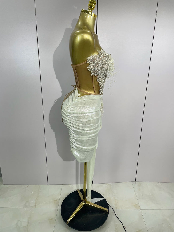 Celestia Pearl Embroidered Corset Gown – Ivory