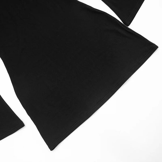 Midnight Edge One-Shoulder Grommet Mini Dress – Black Long Sleeve Bodycon