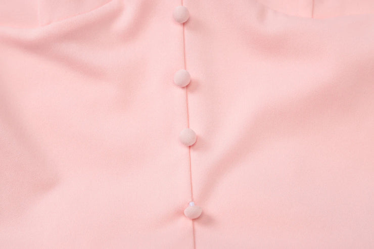 Pretty Intentions V-Neck Fit & Flare Dress – Blush Pink