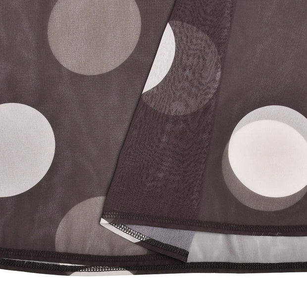 Spotlight Moment Sheer Panel Polka Dot Midi Dress – Mocha/Beige