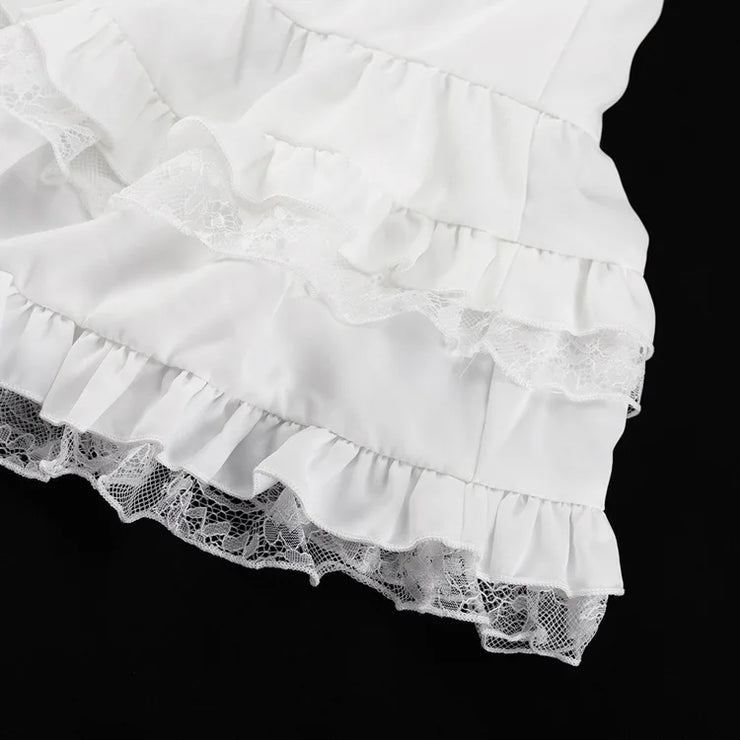 Pearl Prestige Ruffle Skirt Set– White