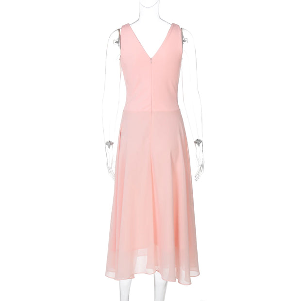 Pretty Intentions V-Neck Fit & Flare Dress – Blush Pink
