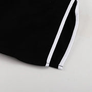 Midnight Contrast Two-Piece Set – Black with White Piping