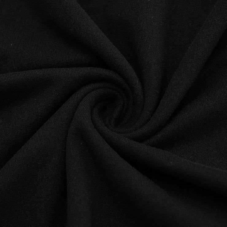 Midnight Edge One-Shoulder Grommet Mini Dress – Black Long Sleeve Bodycon