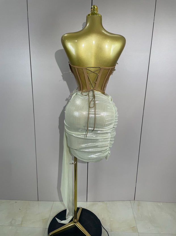 Celestia Pearl Embroidered Corset Gown – Ivory
