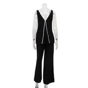 Midnight Contrast Two-Piece Set – Black with White Piping