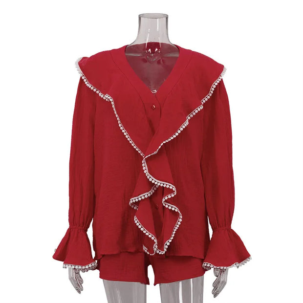 Scarlet Ruffle Charm Two-Piece Set