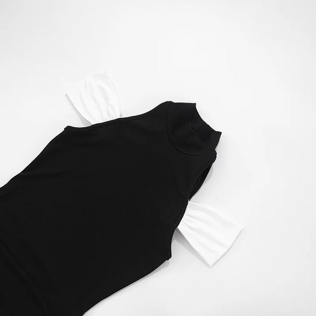 Noir & Blanc Off Shoulder Mini