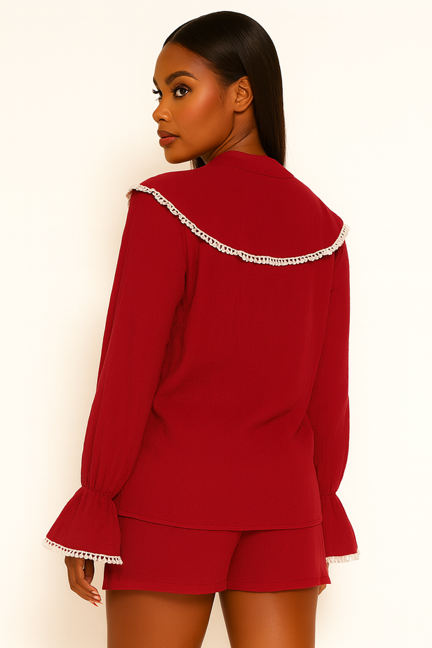 Scarlet Ruffle Charm Two-Piece Set