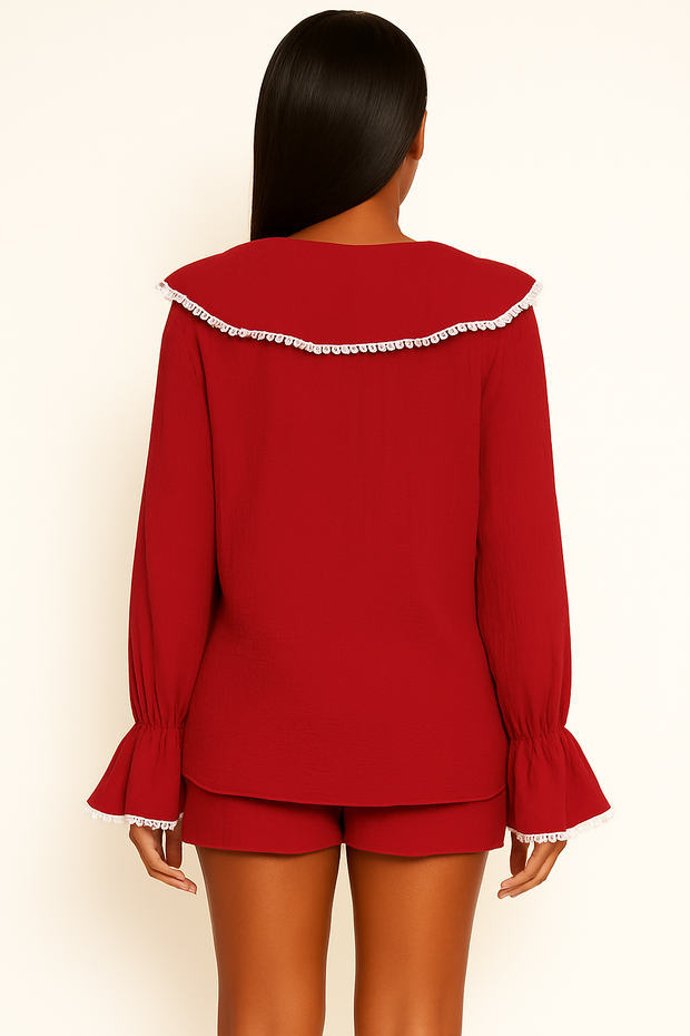 Scarlet Ruffle Charm Two-Piece Set