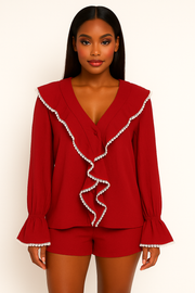 Scarlet Ruffle Charm Two-Piece Set
