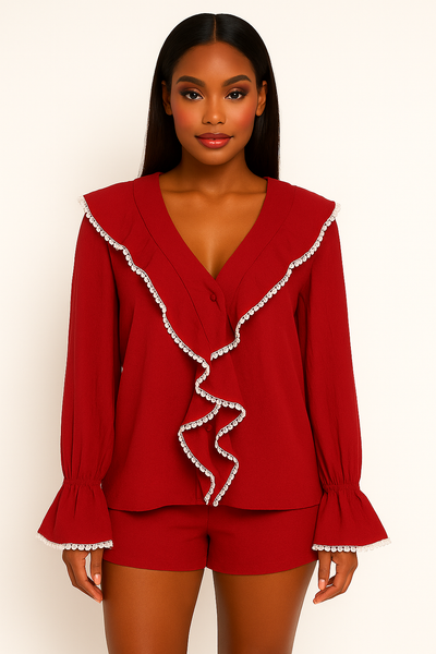 Scarlet Ruffle Charm Two-Piece Set