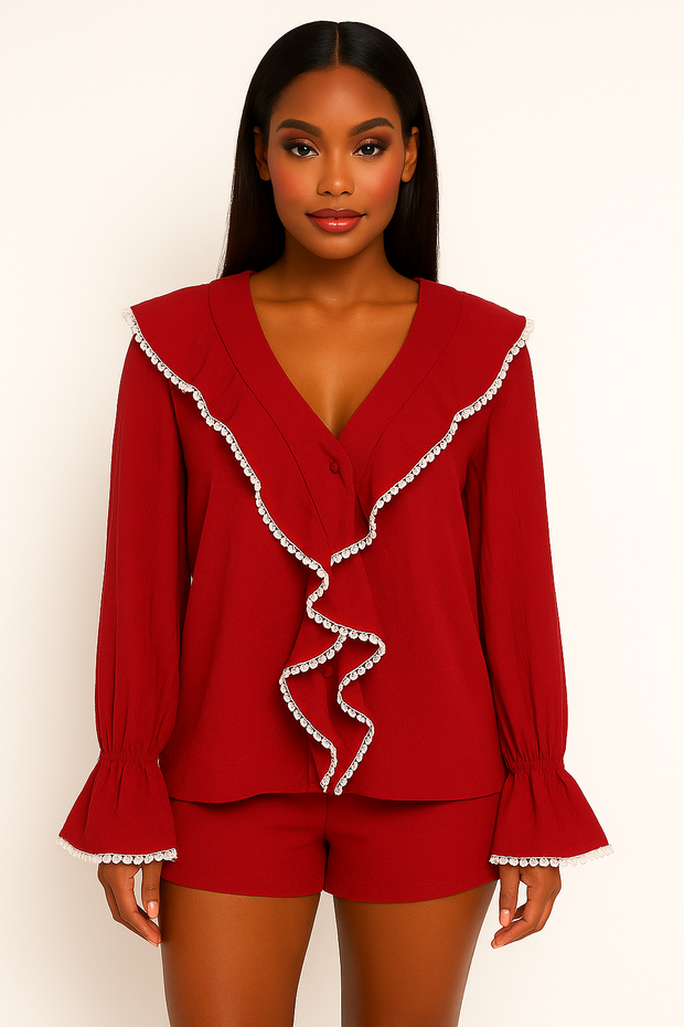 Scarlet Ruffle Charm Two-Piece Set