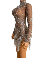 Dresses Birthday Party Sheer Beaded Dress - ObsessedOverLuxe